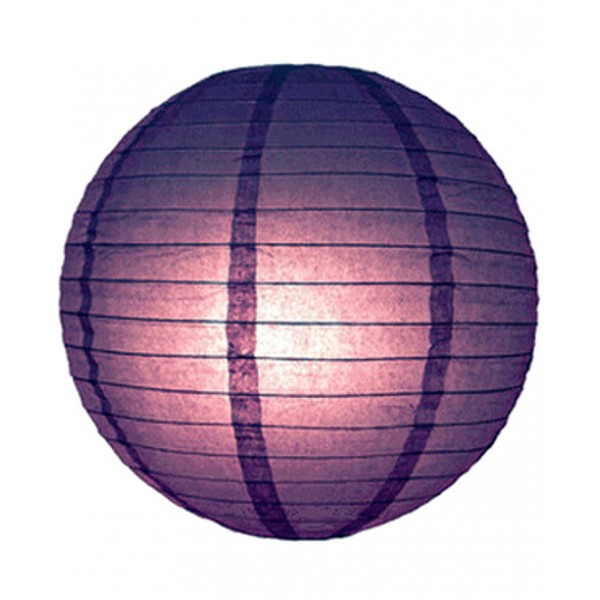12" Paper Lanterns Round 'Purple' - Regular Wire Ribbed